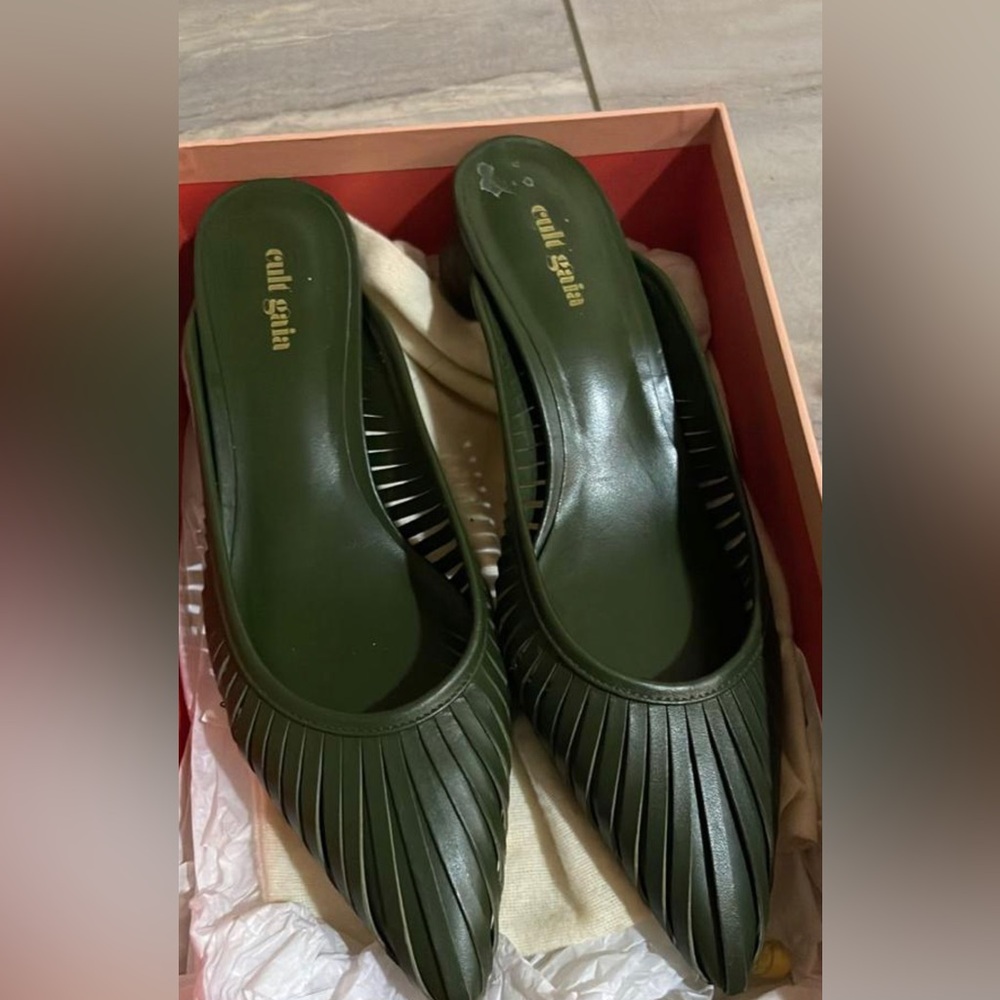 Cult Gaia wooden heel mules